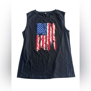 Women’s Muscle Sleeveless Top with American‎ Flag Design Size Medium